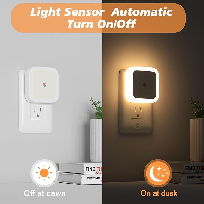 Sujeet LED Night Light 8-Pack – Dusk to Dawn Plug-In Night Lights with Auto Sensor, Warm White Night Lamp for Bedroom, Bathroom & Hallway